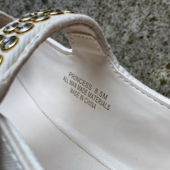 Camila Coelho Princess Cream Studded Mary Jane Flats Canvas Jewel Embellishments - Picture 5 of 11